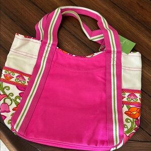 NWT Vera Bradley Vibrant Pink and Cream Small Tote Bag